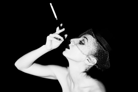 Retro portrait of beautiful young caucasian woman in veil