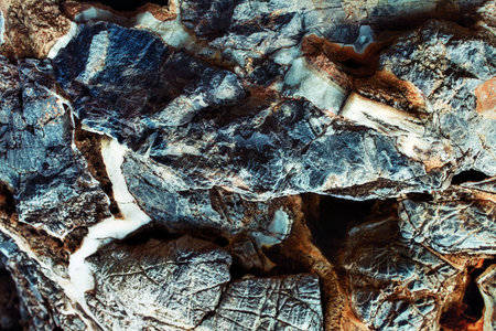 The texture of the rock breaking closeup