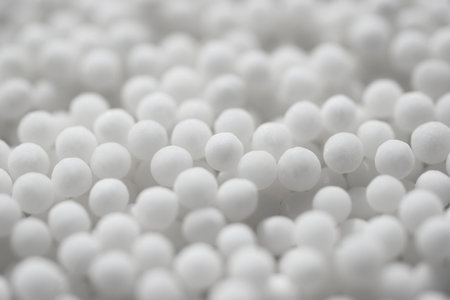 Background with spherical homeopathic pills closeupの写真素材