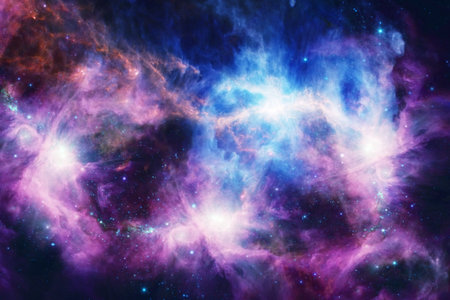 Space beautiful nebula with bright stars and cloudsの写真素材