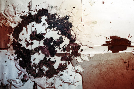 Texture old paper with stains of paintの写真素材