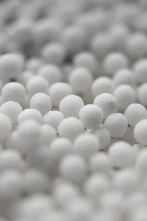 White homeopathic globules close-up. Medicinal products of alternative medicineの写真素材