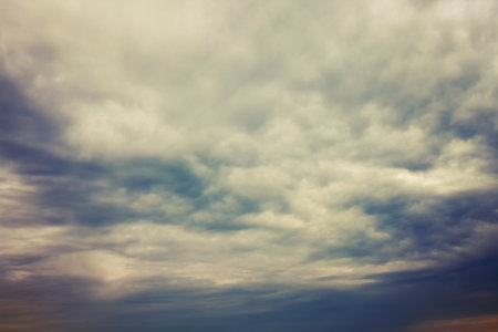 Dramatic sky with dark storm clouds. Natural backgroundの写真素材