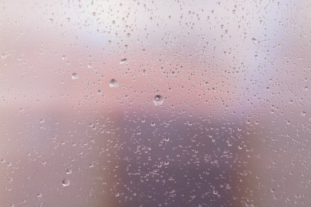 Texture of wet glass with drops of water. Abstract backgroundの写真素材