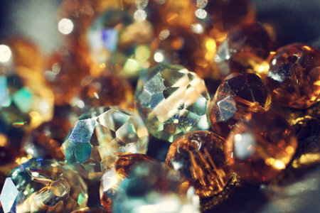 Abstract shiny background with multi-colored glass beads close-upの写真素材