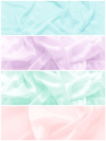 Textures of wavy crumpled silk. A set of tissue samplesの写真素材