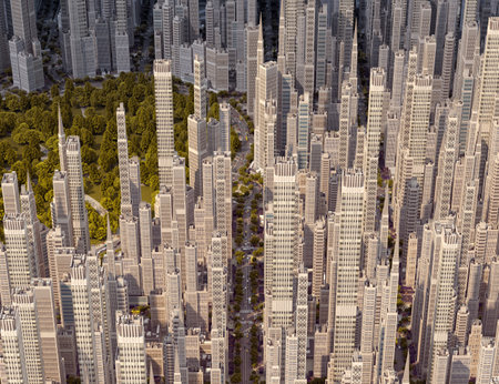 Aerial view of business cityの写真素材