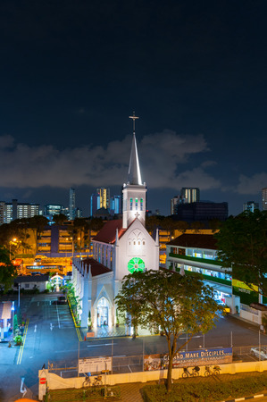 SINGAPORE - JUNE 23, 2016 : The Church of Our Lady of Lourdes is a Catholic church in Singapore, active church. The Church of Our Lady of Lourdes was blessed and officially opened in 1888.のeditorial素材