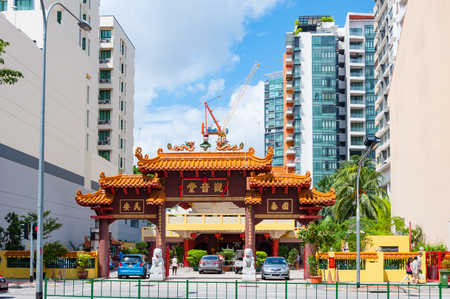 SINGAPORE - JUNE 26, 2016 : Chinese temple known as Kwan Im Tng Temple located on Balestier roadのeditorial素材