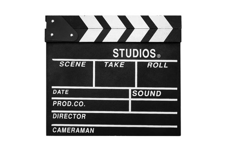 Clapper. Clapboard isolated on white background.の写真素材