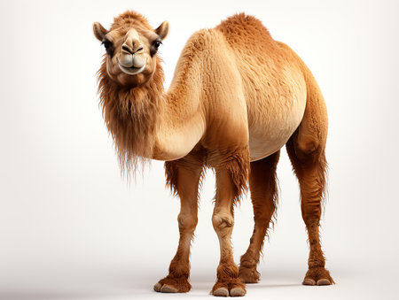 Camel isolated on a white background. Camelus dromedarius. 3D illustration. Studio. AI Generativeの素材