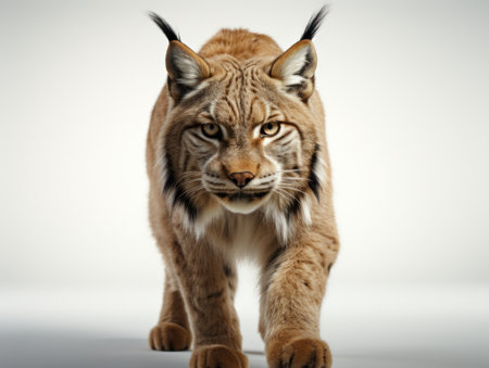 Eurasian lynx in front of a white background - 3d renderの素材