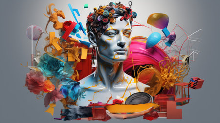 Contemporary art collage. Contemporary art collage. Surreal composition.の素材