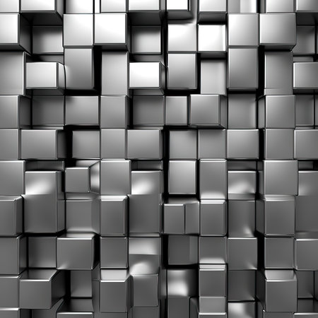 3d render of metallic cubes. Abstract background with shiny metallic cubes.の素材