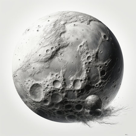 Moon in outer space on a white background. 3D illustration.の素材