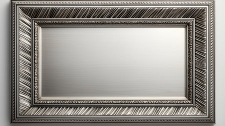 3d render of a silver picture frame on a white background.の素材