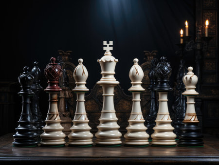 Chess pieces on the chessboard. The concept of business strategy.の素材