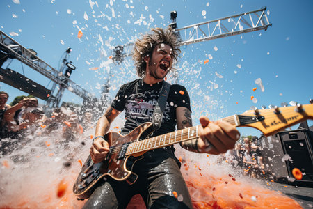 American heavy-metal band Koltco performing live on Moscow stageの素材