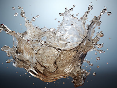 splash of water on a blue background. 3d rendering, 3d illustration.の素材