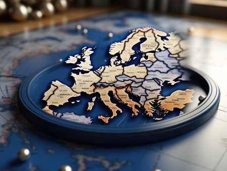 Map of Europe on vintage mapboard. Travel concept. 3dの素材