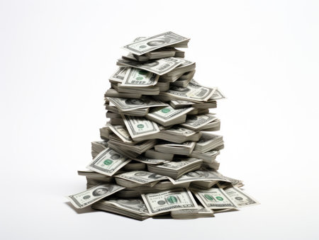 Money tree made of dollars on a white background. Shallow DOFの素材