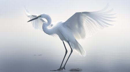 Great egret (Ardea alba) in winter plumageの素材