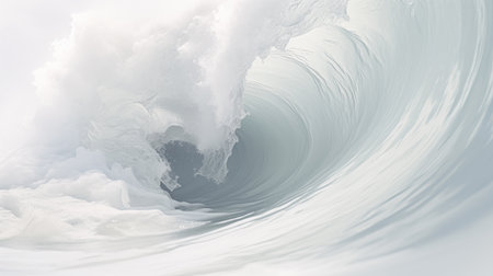 3D illustration of a curvy ocean wave with white foam.の素材