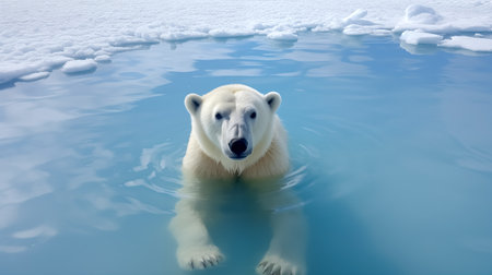 Polar bear (Ursus maritimus) swimming in the water.の素材
