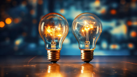 Glowing light bulb on abstract background. Energy and idea concept.の素材