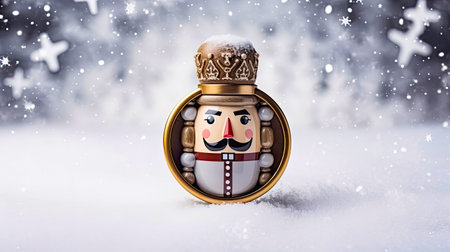 Christmas and New Year card with Santa Claus on the background of snowflakesの素材