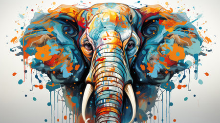 A colorful vector illustration inspired by Elephant Festival, Jaypur, India, shapes graffitiの素材