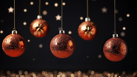 Christmas balls hanging on a dark background. 3d rendering, 3d illustration.の素材