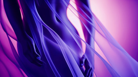 Naked female body in purple light. 3d rendering toned imageの素材