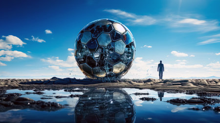 Surreal football stadium background.の素材