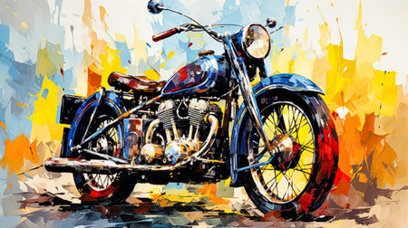 Motor cycle llustration color isolated art vintage retro pattern antique old styleの素材