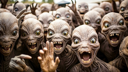 Halloween parade in Prague. Funny spooky monsters. Halloween party.の素材