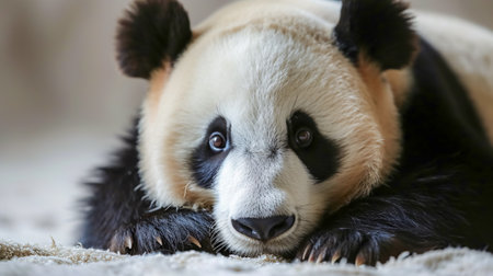 Portrait of a giant panda bear, close up, selective focusの素材