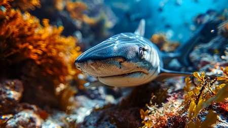Shark swimming in a tropical coral reef. Underwater world.の素材