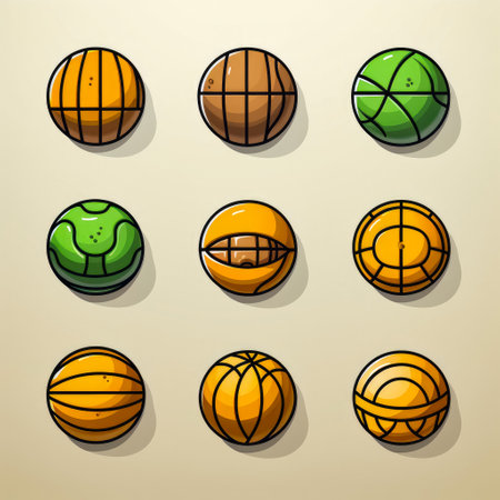 Set of basketball balls in cartoon style. Vector illustration for your designの素材