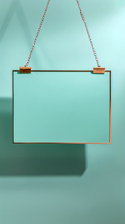 Blank signboard hanging on the wall, 3d render illustrationの素材