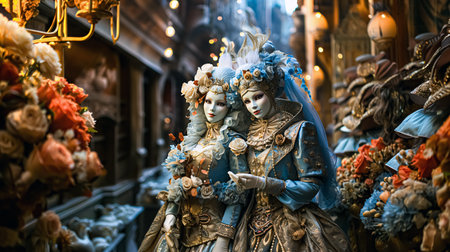 Two woman at the Carnival of Venice. Carnival of Venice is one of the biggest carnival in the world.の素材