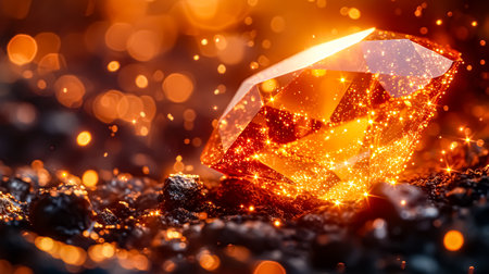 Gemstone on the ground with bokeh lights background.の素材