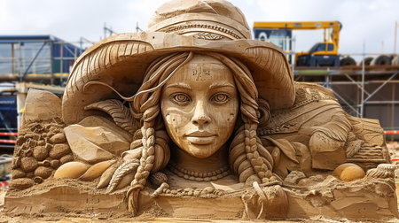 Sand Sculpture Festival in Milan. Thousands of people visited the city to paint huge sand sculpturesの素材