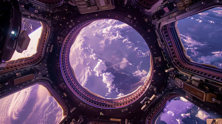 View of the planet Earth from the window of a spaceship. Elements of this image furnished by NASAの素材