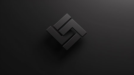 3d rendering of black square shape on dark background. Computer digital drawing.の素材