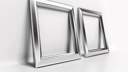 3d illustration of two silver frames on a white background, isolatedの素材