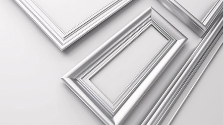 3d render of a set of silver frames on a white backgroundの素材