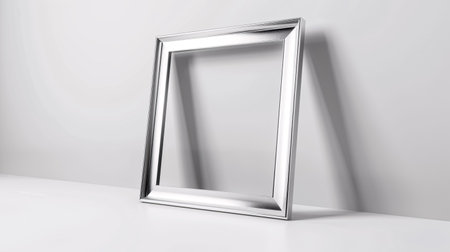Silver picture frame on a white background. 3d rendering mock upの素材