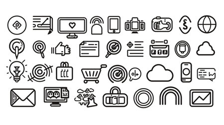 bundle of email and social media icons vector illustration design silhouette styleの素材
