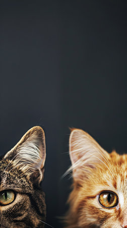 Portrait of a cat on a dark background. Close-up.の素材